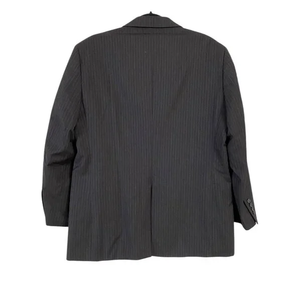 Joseph & Feiss 40S Dark Gray Pinstriped 100% Wool 2 Btn Blazer Sport Coat Jacket - Picture 2 of 7